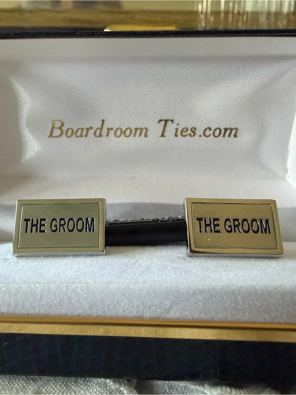 Boardroom Ties 'The Groom' Gold Rectangular Cufflinks